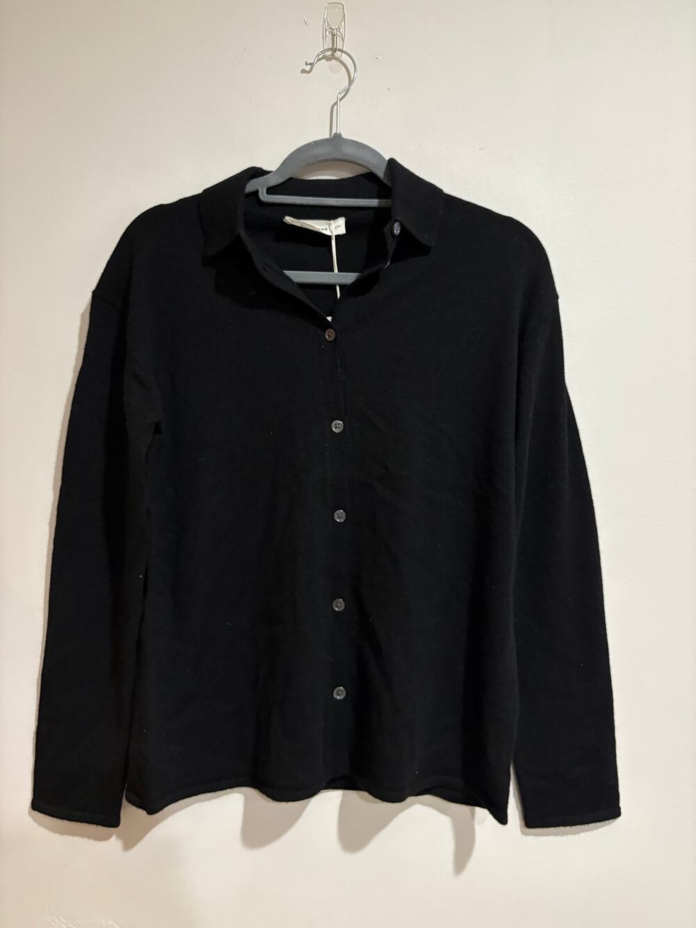 Everlane Cashmere Long Sleeve Button-Up Shirt Top Black Women's Size XXS NWT